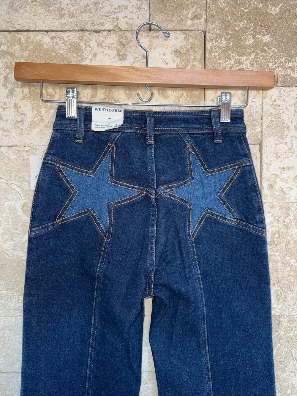 Free People We The Free Firecracker Flare Jeans in Texas Tux Star